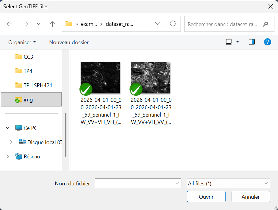 Importation des GeoTIFF radar